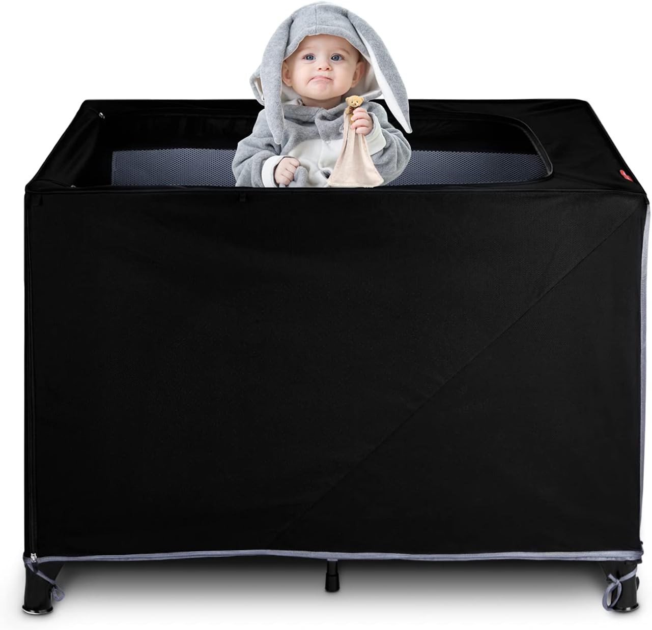 Voovc Pack N Play Tent Canopy Cover,Breathable Stretchy 95% Blackout Tent |Crib Tent Cover| Pack and Play Portable Travel Baby Netting,for Indoor or Outdoor Children's Sleep Safety Protection
