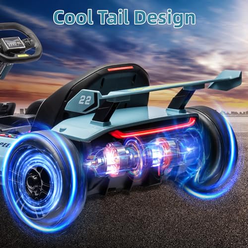24V Electric Go Kart,300W Powerful Drift Kart for Kids, Electric Pedal Kart,with 300W Strong Motor, Drift/Sport Mode, Big Battery, Eva Tire,Length Adjustmen for Outdoor Racing Toy-White