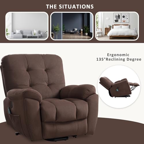 Power Lift Chair with Vibration Massage Electric Recliner Chairs with USB Charge Port and 2 Hidden Cup Holders