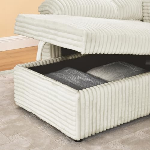 Corduroy Tufted Upholstered Sleeper Sectional Sofa, L-Shaped Modular Convertible Sofa with Storage Chaise, Futon Couch with Pullout Bed, Convertible Sofa, Recliner, Bed, for Living Room， Black