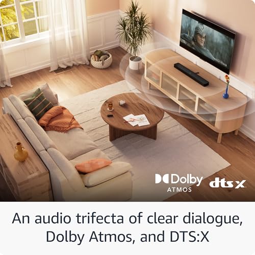 Amazon Fire TV Soundbar Plus (newest model) with built-in subwoofer, 3.1 channel, Dolby Atmos, clear dialogue
