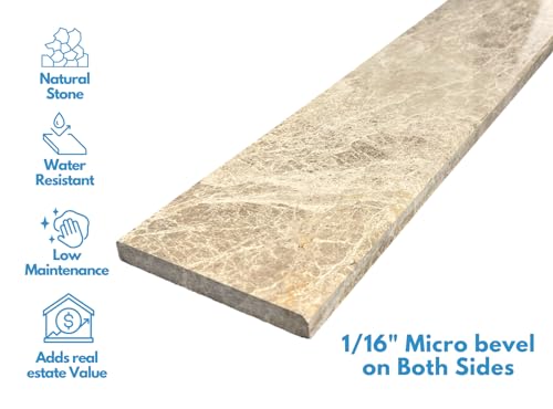 Light Emperador Marble Threshold | Shower Curb Top for Schluter Kerdi Board, Tile Redi Shower Pan System, Backsplash, Jambs, Fireplaces (4" x 36")