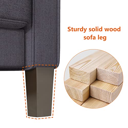 Sofa Couch with Seats Storage-Comfy Upholstered 3 Seater Sofa, Solid Wood Leg, Ultra Thick Cushion, Compact Small Space Furniture, Living Room, Office, Apartment, Beige