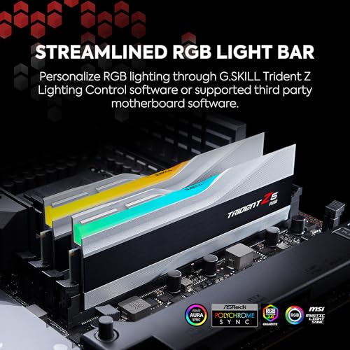 G.SKILL Trident Z5 RGB Series (Intel XMP 3.0) DDR5 RAM 32GB (2x16GB) 6600MT/s CL34-40-40-105 1.40V Desktop Computer Memory UDIMM - Matte Black (F5-6600J3440G16GA2-TZ5RK)