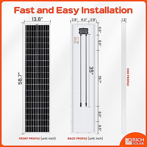 RICH SOLAR 250 Watt 12 Volt 16BB Cell Monocrystalline Solar Panel High Efficiency UL Certified Solar Module for RV Trailer Camper Marine Off Grid