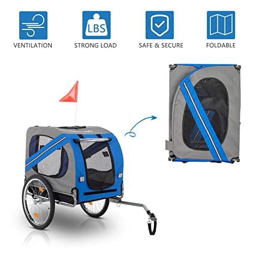 PEXMOR Dog Bike Trailer, Folding Pet Dog Trailer Cart for Bicycle, Bike Cargo Wagon Carrier w/Universal Hitch & 20" Wheel