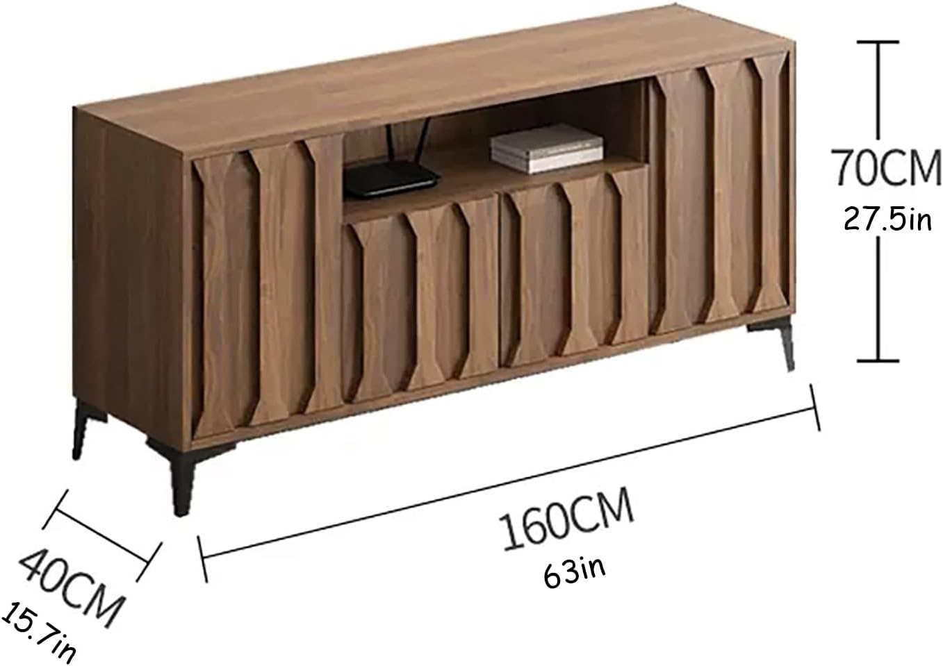 Tall Tv Stand, 160×40×70cm, Wooden TV-Console, Brown TV Cabinet, Entertainment Center Table with Large Storage, Bearing Capacity 500kg, for Living Room, Bedroom