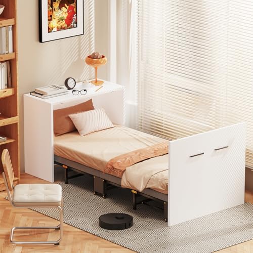 2 in 1 Murphy Bed Cabinet, Hide a Bed Cabinet, Folding Beds into Cabinets, Space-Saving Pull Out Murphy Beds Chest for Small Place Office Nap - Cot Size: 75" x 29"