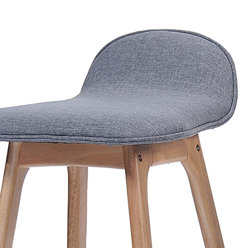 Mid-Century Modern Upholstered Bar Stool Set of 2 Wood Counter Height Chairs with Footrests for Bar Areas Dining Areas Lounges and Small Spaces (Charcoal)