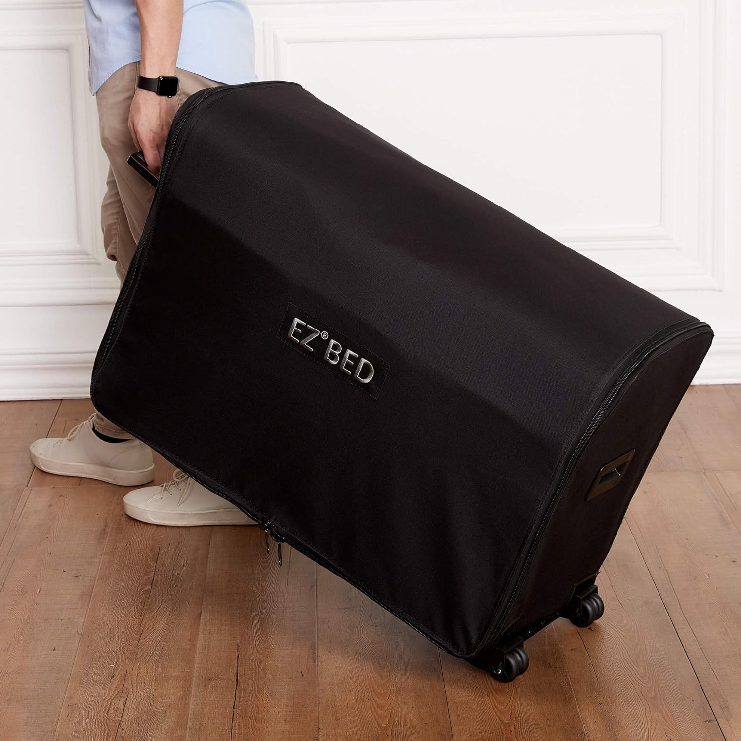 EZ-Bed Air Mattress with Frame & Rolling Case, Self Inflatable, Blow Up Bed Best for Guest, Travel, Vacation, Camping (Queen Size), 1-Year Manufacturer Guarantee
