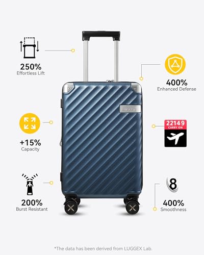 LUGGEX 3 Piece Luggage Sets with Spinner Wheels - 100% Polycarbonate Expandable Hard Suitcases with Wheels - Travel Luggage TSA Approve (Black, 20/24/28)