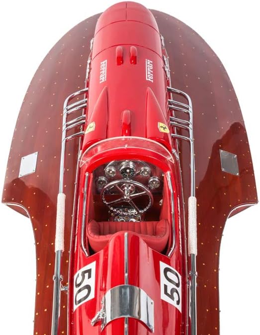 Seacraft Gallery Ferrari Hydroplane Model Speed Boat 19.7" - Handcrafted wood boat decor - Wooden Decor toy boat - Wooden Model Ships - Wooden Toy Model Boat - Italian model display -Wooden model ship