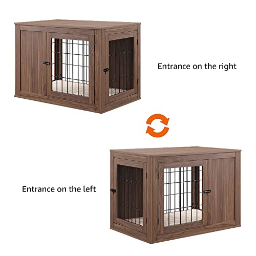 unipaws Furniture Style Dog Crate for Small Dogs, Cats, Min Pigs, Rabbit, Indoor Aesthetic Puppy Kennel, Modern Decorative Wood Wire Pet House Dog Cage, Pretty Cute End Side Table Nightstand, Grey