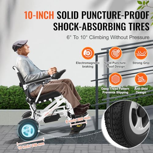 VEVOR Electric Wheelchair for Adults Seniors, 300 lbs Weight Capacity, 17.7 in Width Lightweight Foldable Motorized Power Wheelchairs, 20Ah battery All Terrain Aluminum Alloy Chair
