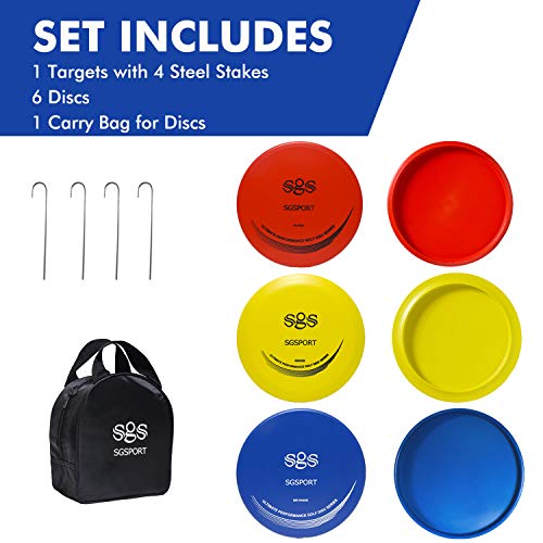 Disc Golf Basket with Discs | Portable Disc Golf Target with Heavy Duty 24-Chains Disc Golf Course Basket, Come with 6pcs Disc Golf Discs with Carry Bag