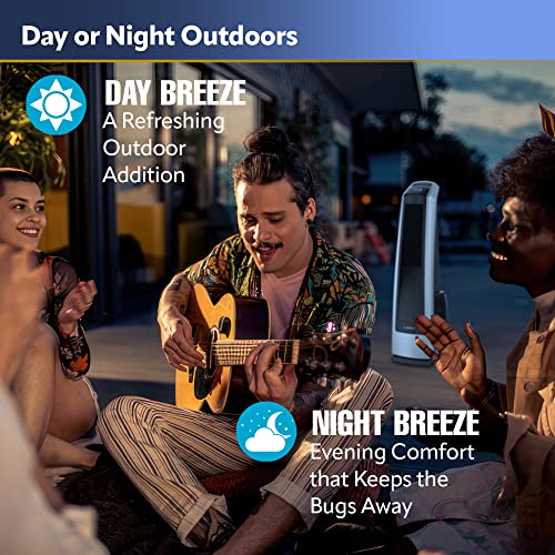 Lasko 42" Portable Outdoor Tower Fan with Bluetooth Technology for Decks, Patios and Porches with 4 Speeds, Night Mode, Internal Oscillation, Black, YF200, Large