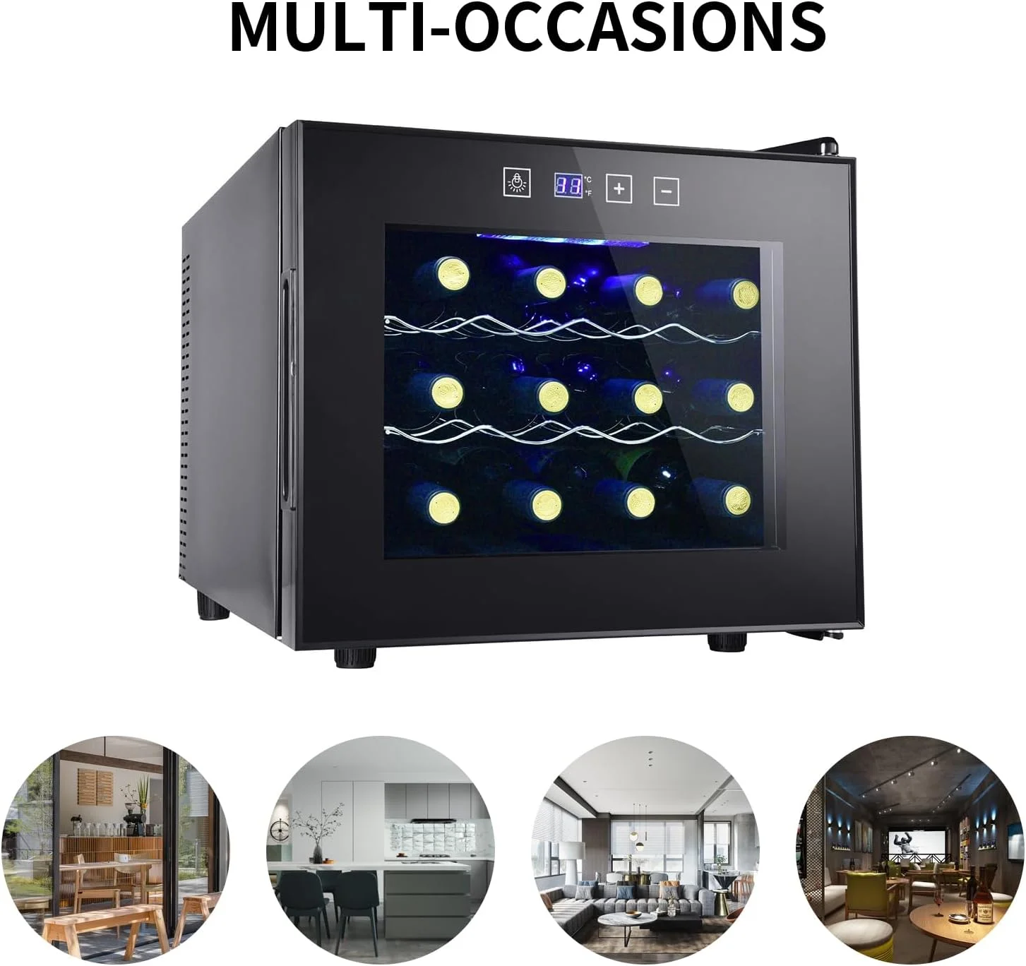 12 Bottle Wine Cooler Refrigerator, Compact Mini Wine Fridge with Digital Temperature Control Quiet Operation Thermoelectric Chiller, Freestanding Wine Cellar for Red, White, Champagne