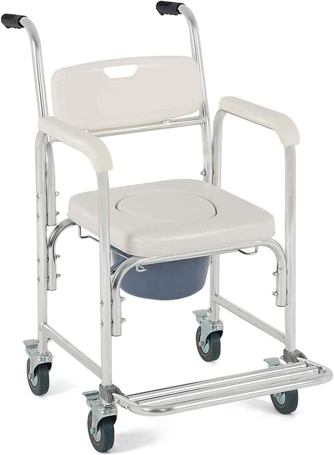 KOHARA 3-in-1 Commode Chair with Arms, Toilet Wheelchair Toilet Wheelchair for Elderly and, Bathroom Shower Chair with Wheels and Built in Toilet Toilet Chair