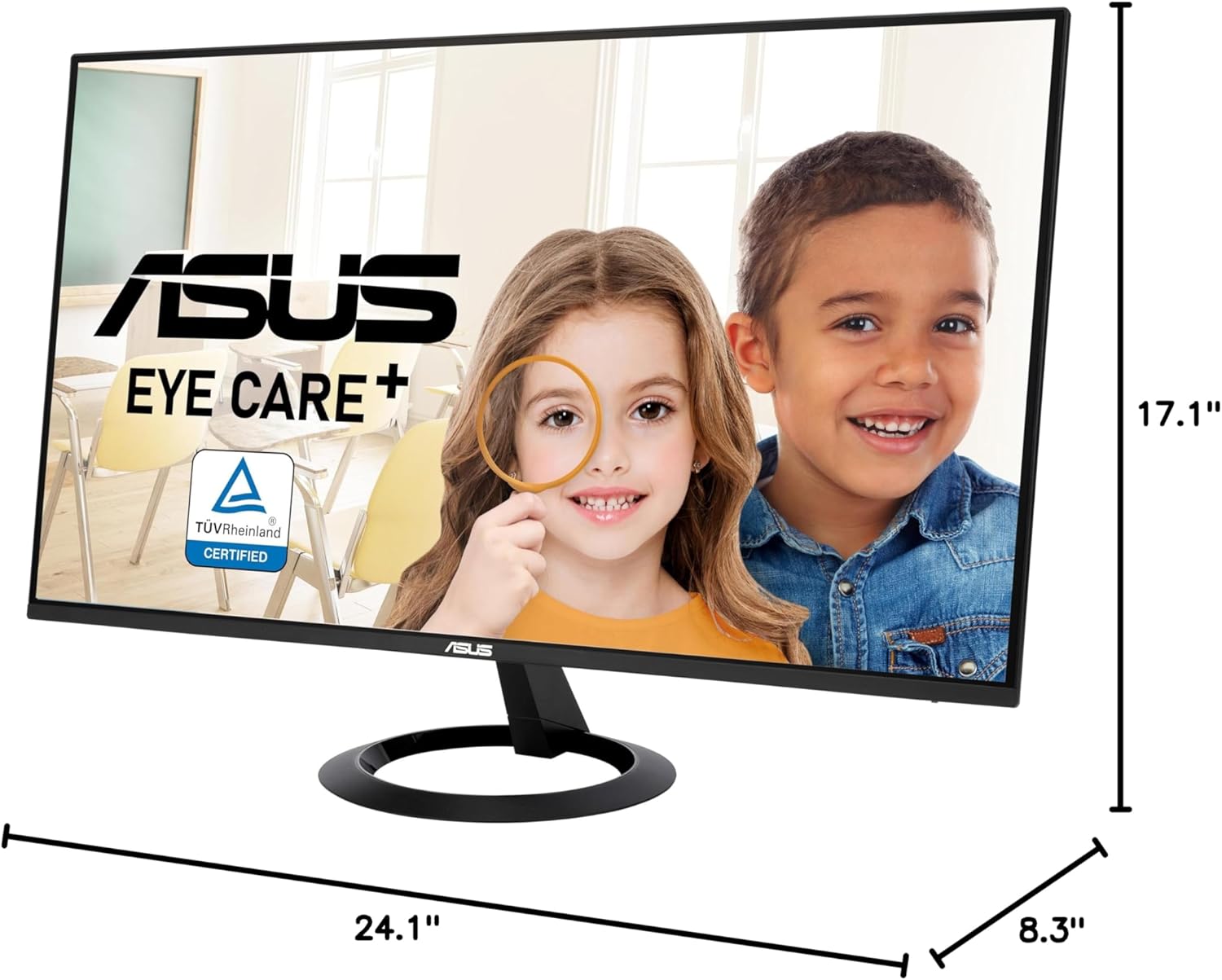 ASUS 27” (27-inch viewable) Eye Care Monitor (VZ27EHF) - Full HD (1920 x 1080), IPS, 100Hz, 1ms, Frameless, Adaptive-Sync, HDMI, Low Blue Light, Flicker Free, Ultra-Slim profile, 3 year warranty