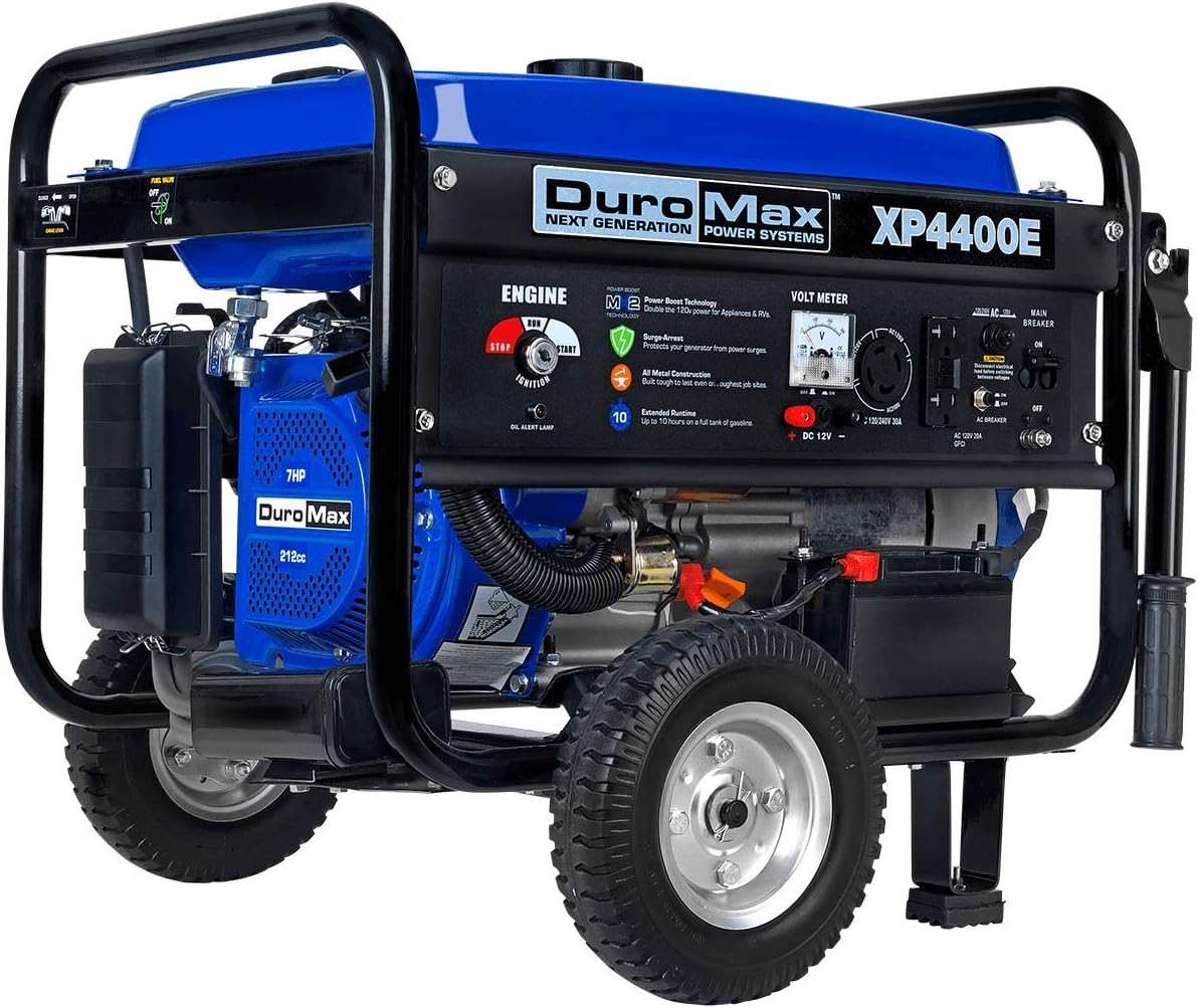 DuroMax XP5500EH Electric Start-Camping & RV Ready, 50 State Approved Dual Fuel Portable Generator-5500 Watt Gas or Propane Powered, Blue/Black