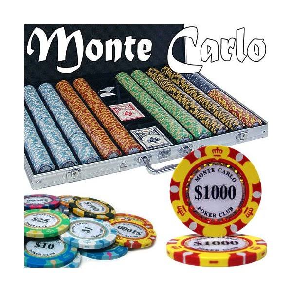 1,000ct. Monte Carlo 14g Poker Chip Set in Aluminum Metal Carry Case