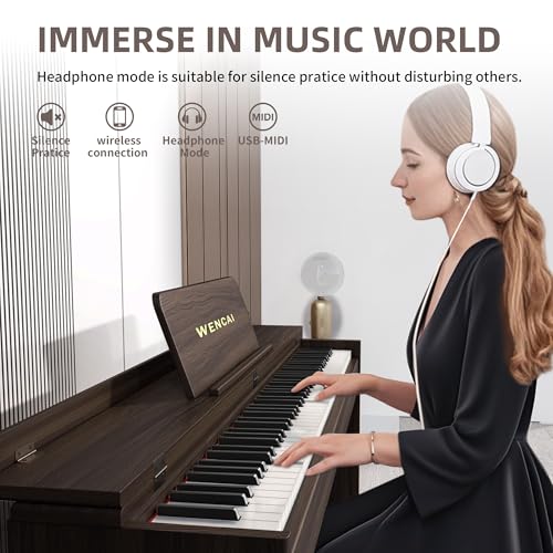 88 Key Fully Weighted Digital Piano Keyboard, 88 Keys Hammer Action Electric Pianos, Wooden Classic Upright Electronic Piano for Beginner, Professional, Midi Compatible, Triple Pedal (Black)