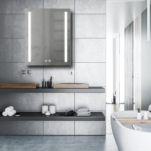 24x30 LED Mirror Medicine Cabinet Recessed or Surface, Defogger, Makeup Mirror 3X, Adjustable Color Temp & Dimmer, Outlets & USB (24x30)