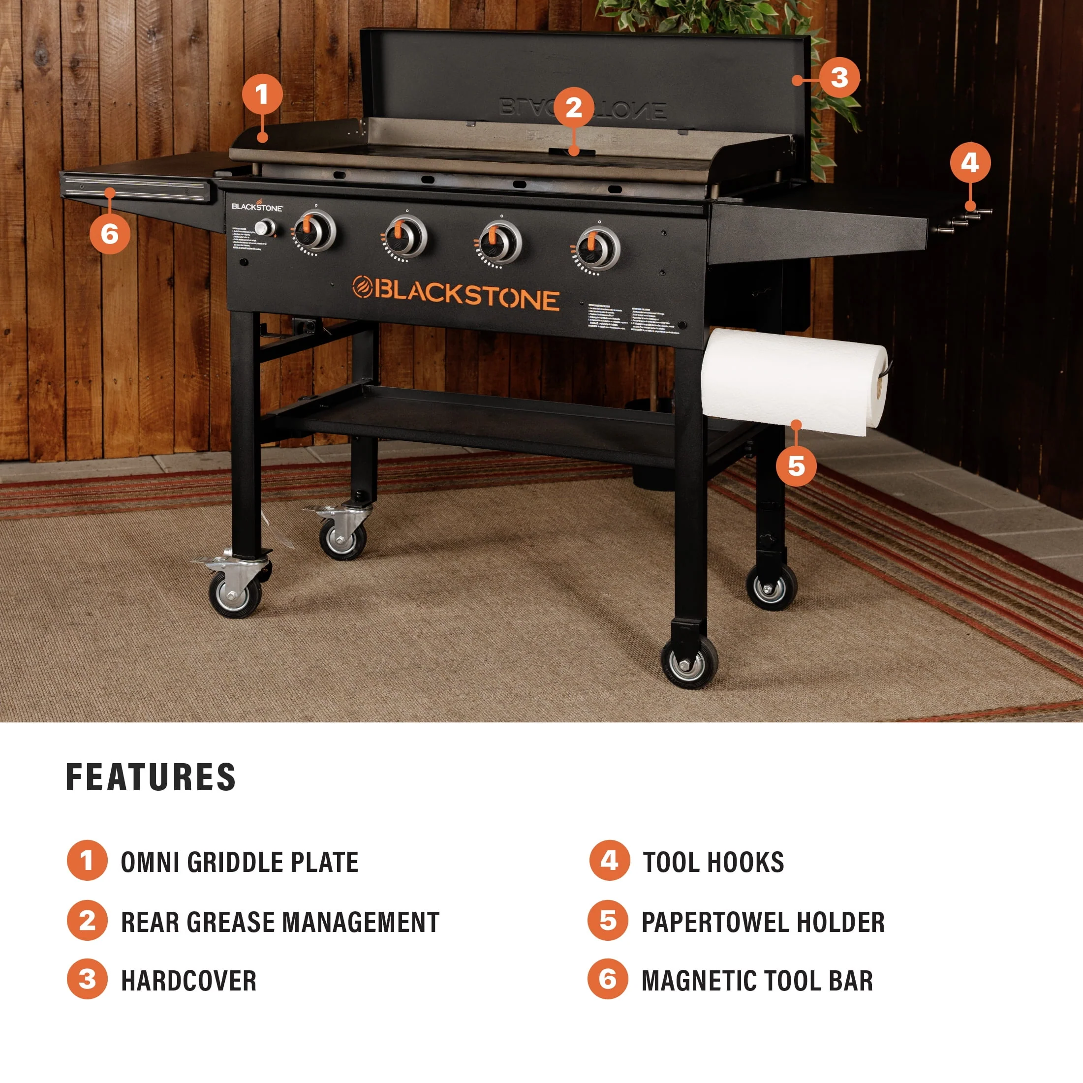 Blackstone 4-Burner 36 Propane Griddle Cooking Station with Hard Cover