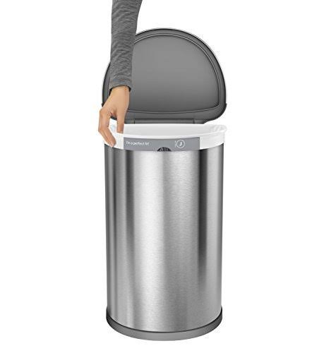 simplehuman 45 LITER Semi-Round Automatic Sensor Trash Can, Brushed Stainless Steel
