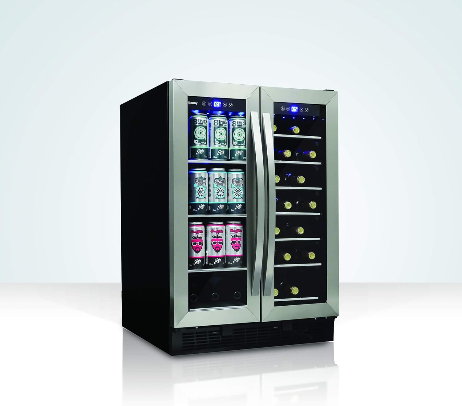 Danby DBC052A1BSS Built In Beverage Center, French Door Under Counter Beverage Cooler For Chilling Wine, Beer, Pop - In Stainless Steel - For Kitchen, Home Bar