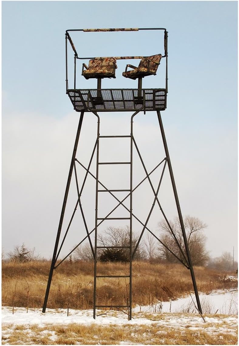 Guide Gear 12' Hunting Climbing Tree Stand Tower with Ladder, 2 Person Treestand, Hunting Gear, Equipment, and Accessories