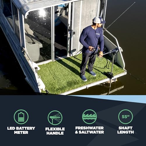 Newport Vessels Newport Pontoon-Series 55lb Thrust Saltwater Electric Pontoon Trolling Motor with Deck Mount Bracket & 55" Shaft