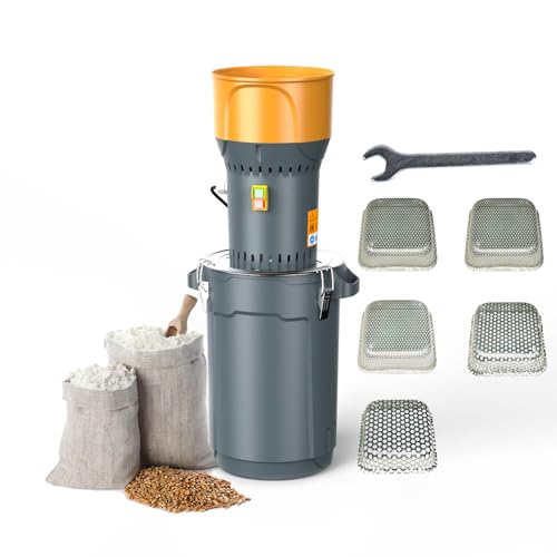 Corn Grinder Electric Mill, 15.8 Gallons Dry Grain Mill Grinder Electric, Grain Grinder Mill, Cereals Grinder, Farm Home Wheat Grinder for Spice Rice Coffee Feed Flour, 6 Sizes Sieves（50L）