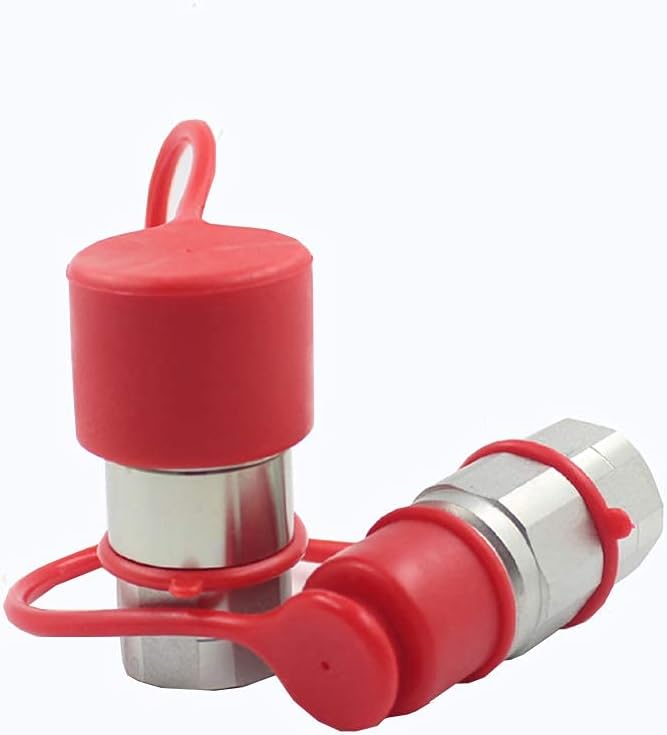 2-Sets ISO16028 1/4 Flat Face Hydraulic Quick Connect Coupling/Coupler Set W/Black Dust Cap 1/4'' NPT Thread