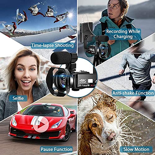 Dingetu Camcorder Video Camera 4K HD 48MP 18X Digital Zoom Camcorder Recorder 3" Touch Screen Vlogging Camera for YouTube IR Night Vision Camcorder with 2 Batteries, Remote Control, 32GB Card