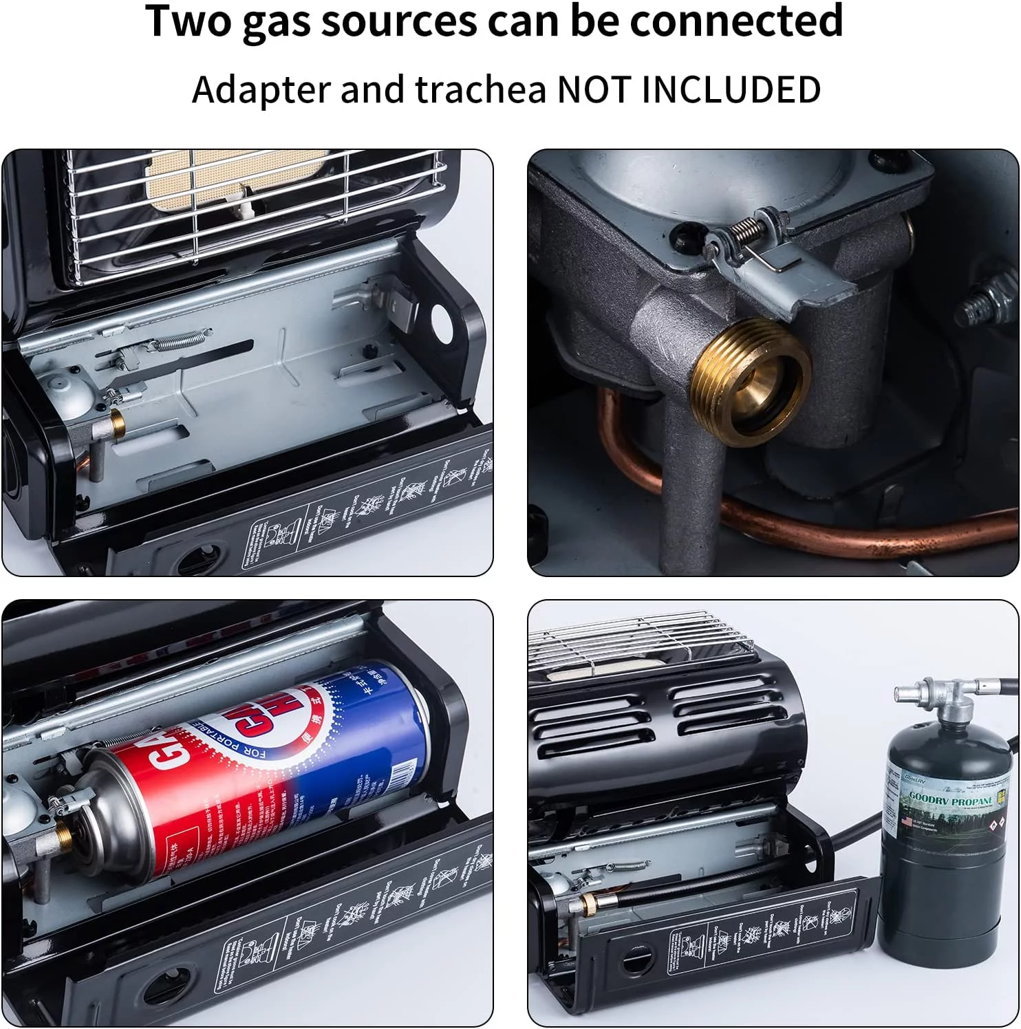 Portable Propane or Butane Dual Fuel Heater, Adjustable 2 in 1 Camping Space Heaters