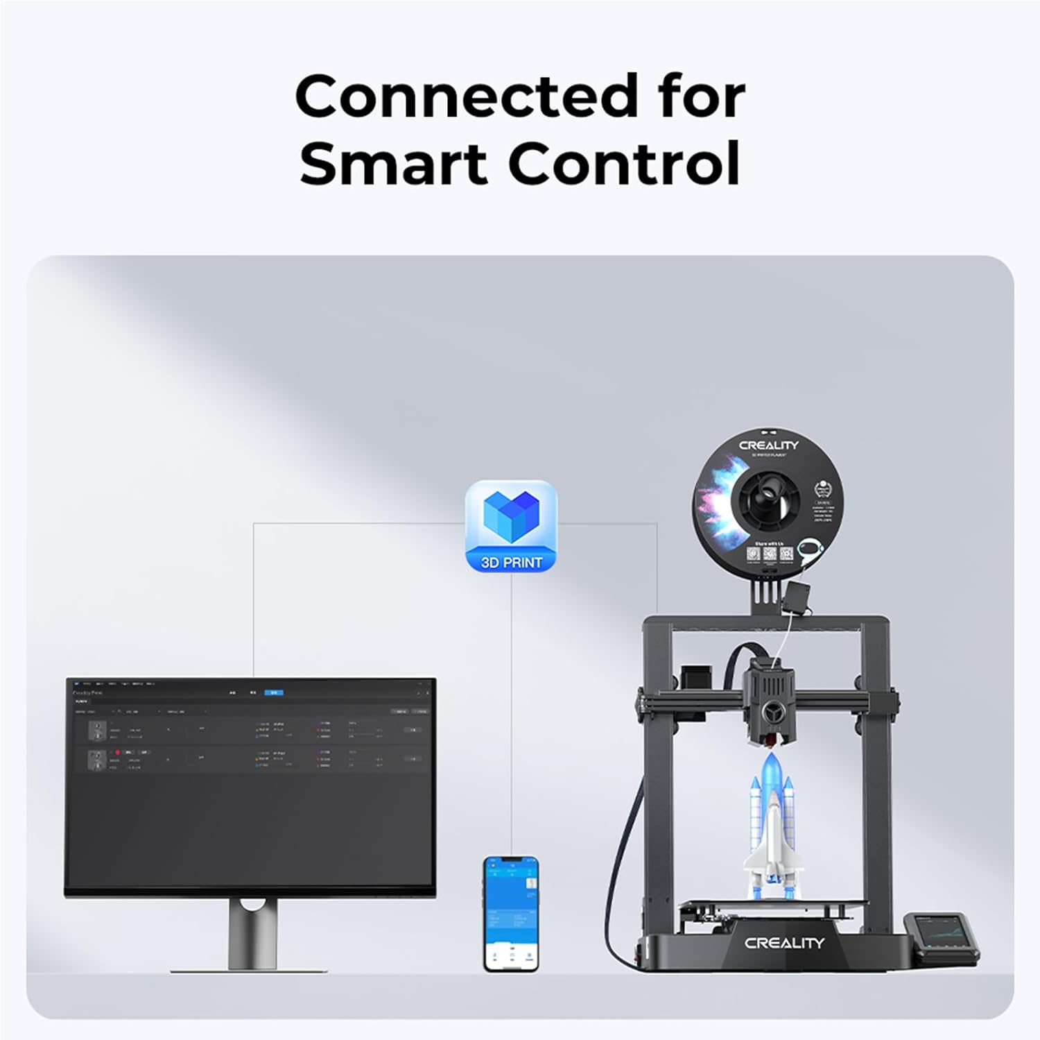 Creality Ender 3 V3 KE 3D Printer Bundle with Filament Dry Box, 500mm/s High Speed Printing Smart Monitor Control, Auto Calibration,300℃ 60W Hotend, Precise X-axis Linear Rail 220x220x240mm
