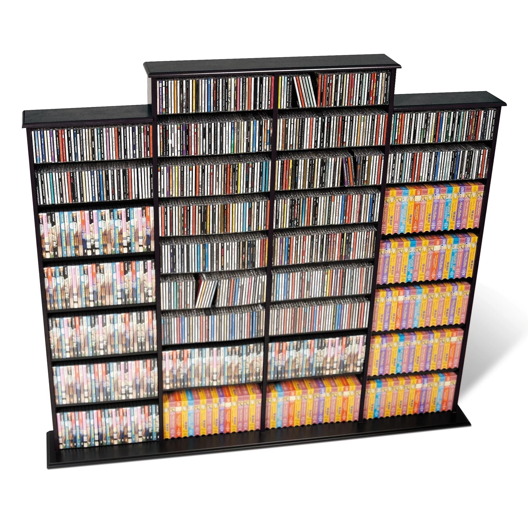 Prepac Quad Media Storage - 73.5" W x 63.75" H x 9.5" D Black
