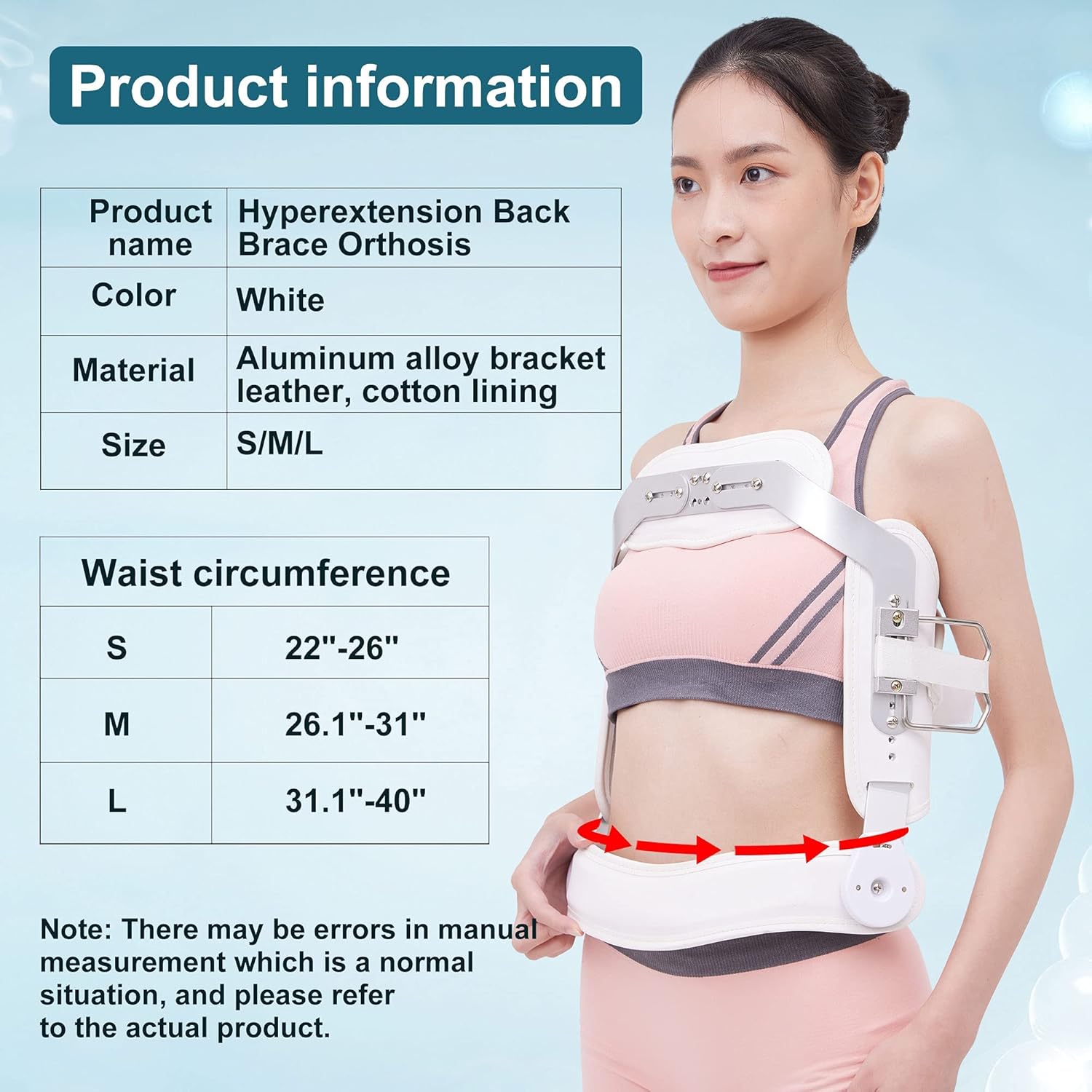 Hyperextension Back Brace Orthotics Jewett Brace for Thoracic & Lumbar Spine Flexion, Spine Compression Fractures(Medium)