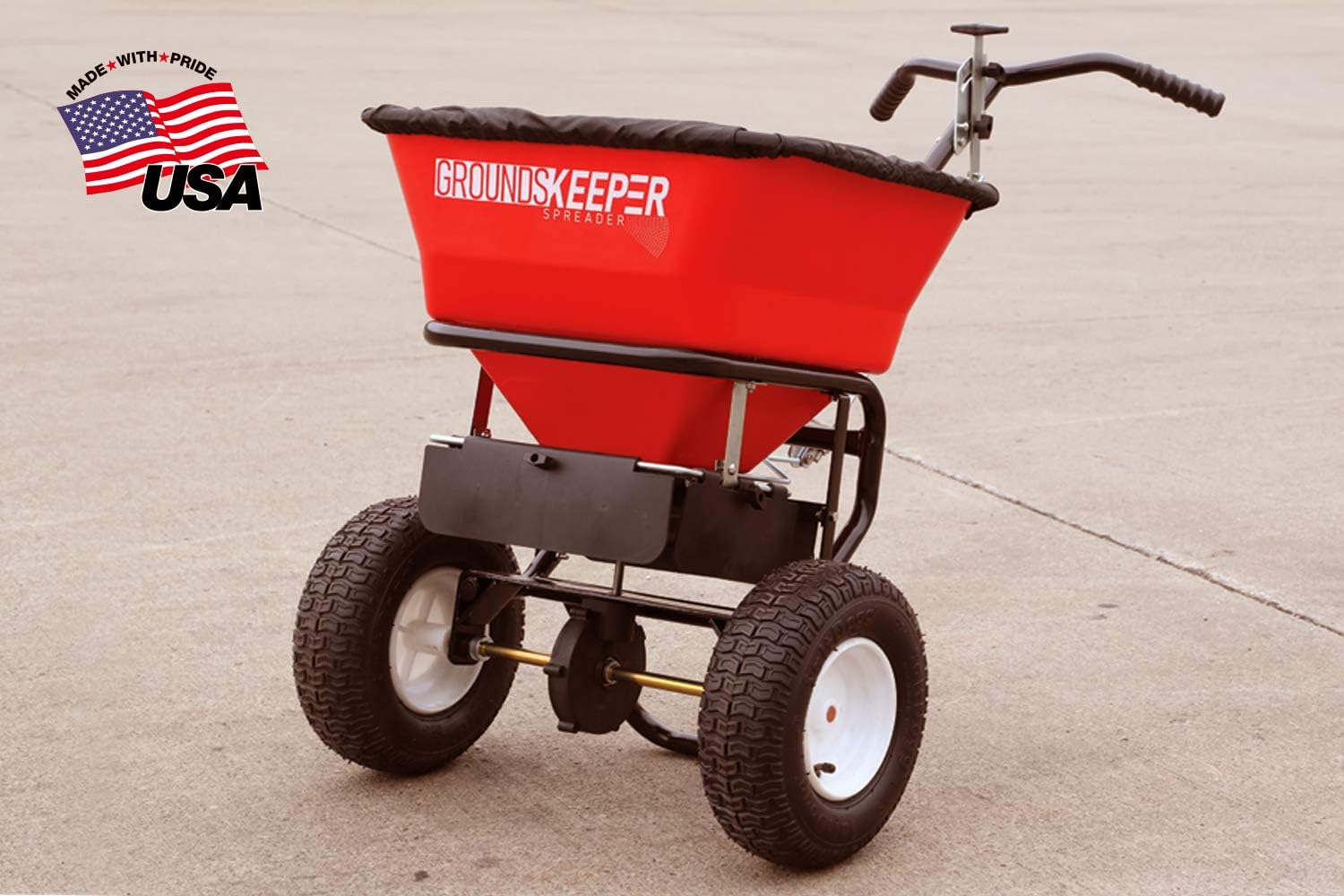 Buyers Products Walk Behind Push Snow Rock Salt Spreader 3039632R Grounds Keeper, 100 Pound Capacity, Red