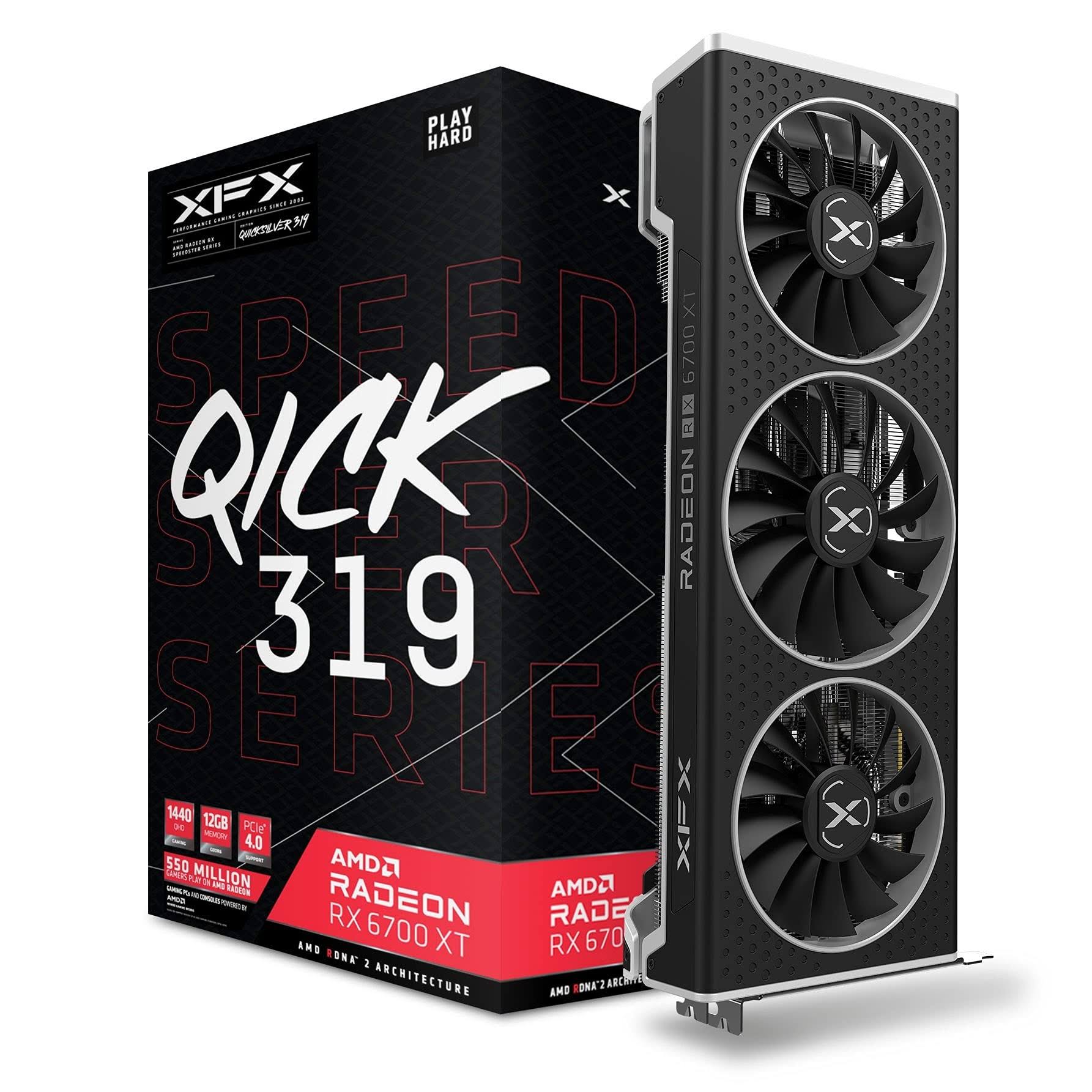 XFX - Speedster QICK319 AMD Radeon RX 6700 XT 12gb GDDR6 PCI Express 4.0 Gaming Graphics Card - Black