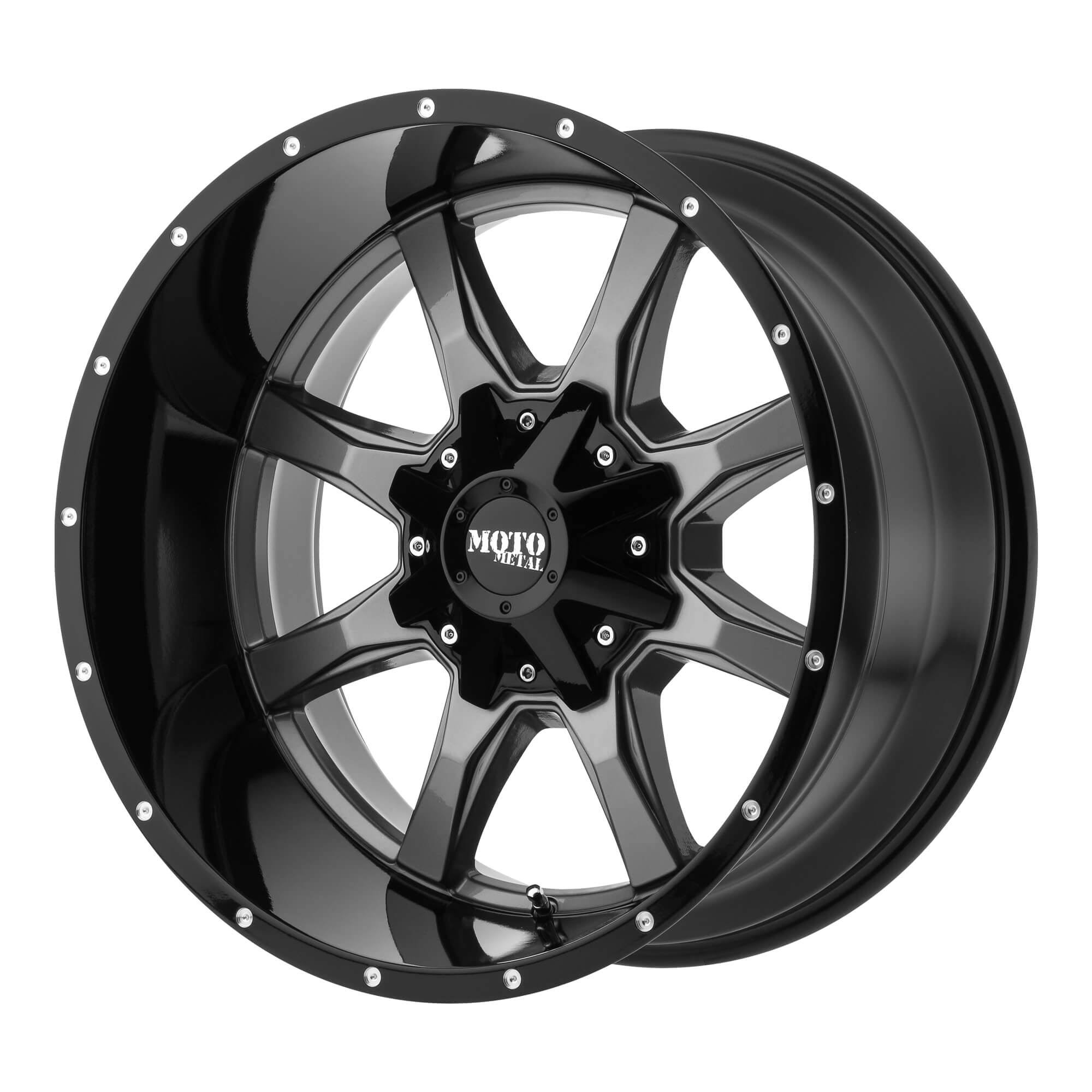 Moto Metal MO970 Gloss Grey Center w/ Gloss Black Lip, Gray