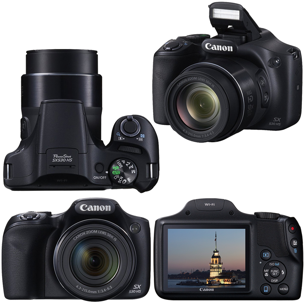 HeroFiber Canon Powershot SX530 HS 16.0 MP Digital Camera with 50x Zoom, Wi-Fi & 1080P Full HD Video + NB-6L Battery & AC/DC Charger + 10 Peices Bundle 32GB Deluxe Accessory Kit with HeroFiber® Gentle Cleaning Cloth