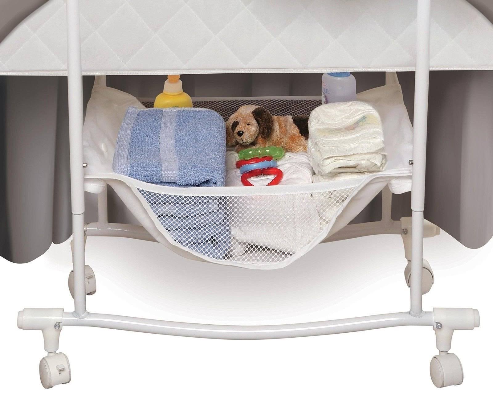 Badger Basket Majesty Baby Bassinet with Canopy Bedding - Gray/White
