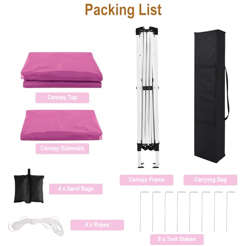 10x20 White Pop Up Canopy Tent Heavy Duty with 6 sidewalls Commercial Outdoor Party Tent Event Wedding Tents Instant Canopy Gazebo with Carry Bag UPF 50+ Waterproof Adjustable Height