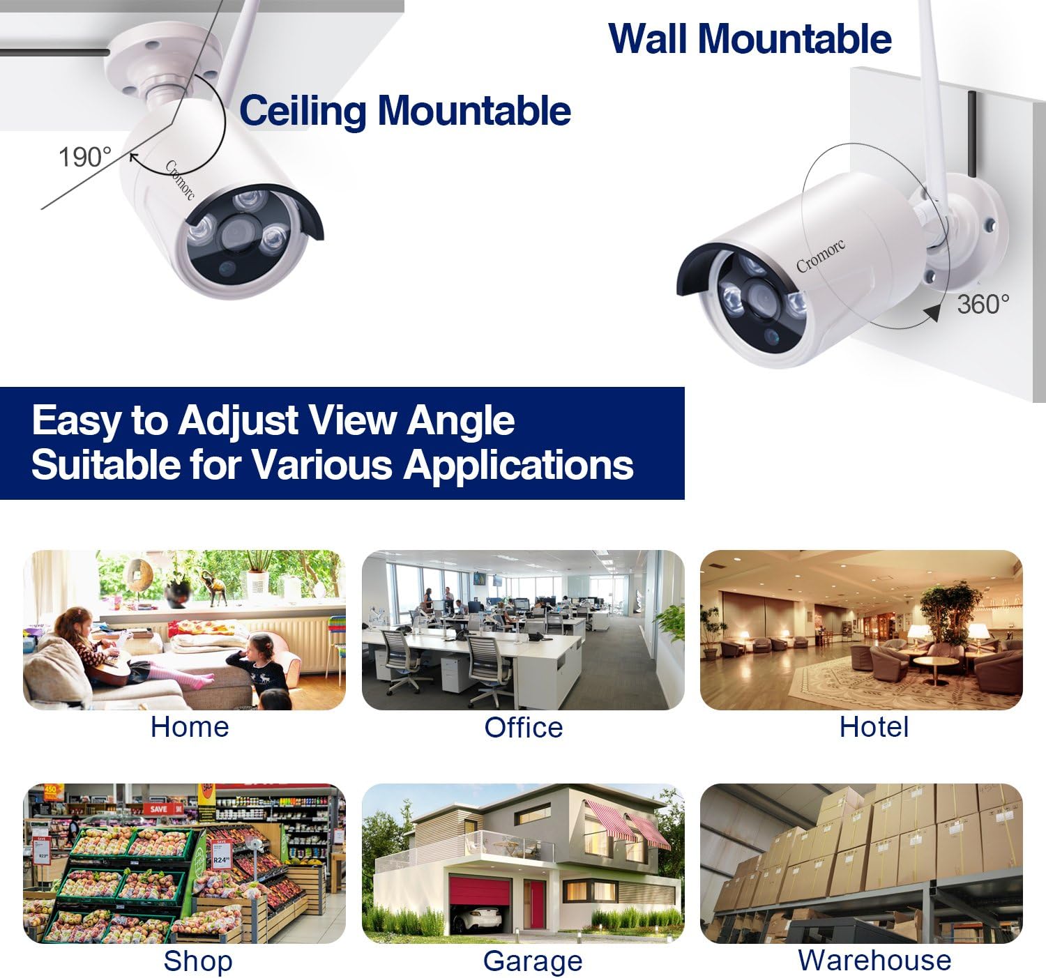 [8CH,Expandable] All in one with 10.1 Monitor Wireless Security Camera System, Cromorc Home Business CCTV Surveillance 8CH 1080P NVR, 4pcs 2MP 1080P Outdoor Indoor Night Vision Camera, 1TB Hard Drive