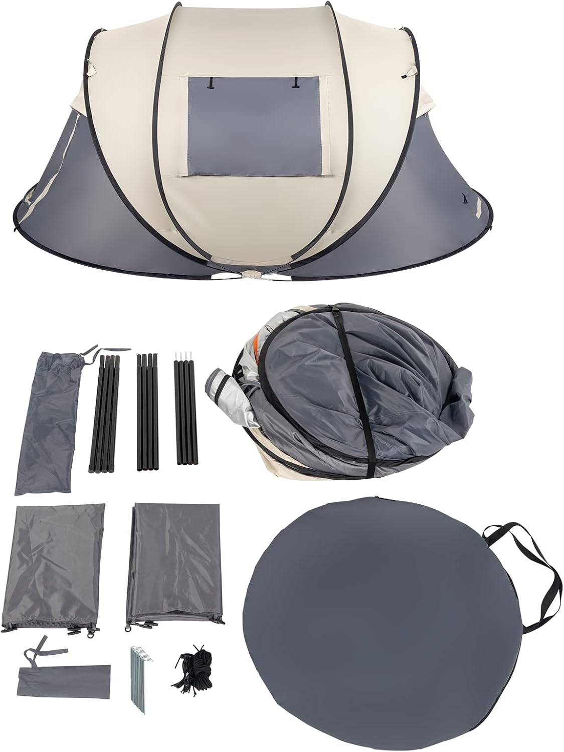 4 Person Pop Up Waterproof Camping Tent Easy Setup 2 Doors-Instant Mesh Windows for Camping Hiking Fishing Beach 2 Doors-Instant Family Traveling Outdoor