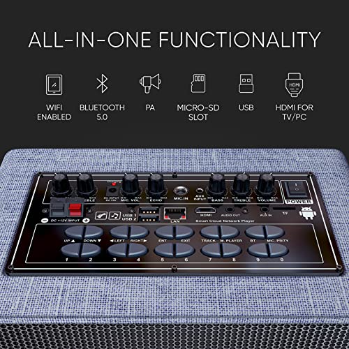 Professional Karaoke Machine with Lyrics Display Screen for Adults, 2 Wireless Microphones, Bluetooth Portable PA Speaker System Set with Built in 15" Touch Tablet with Android & WiFi, Alto X6