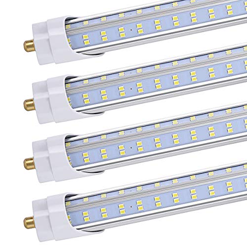 BETRAMLUX 8 Foot LED Bulbs,T8/T10/T12 8ft LED Tube Light,8ft Single Pin FA8 Base, 120W 13000LM, 6000K Cool White, 8 Foot Double Side V Shape(150W Replacement), Clear Cover