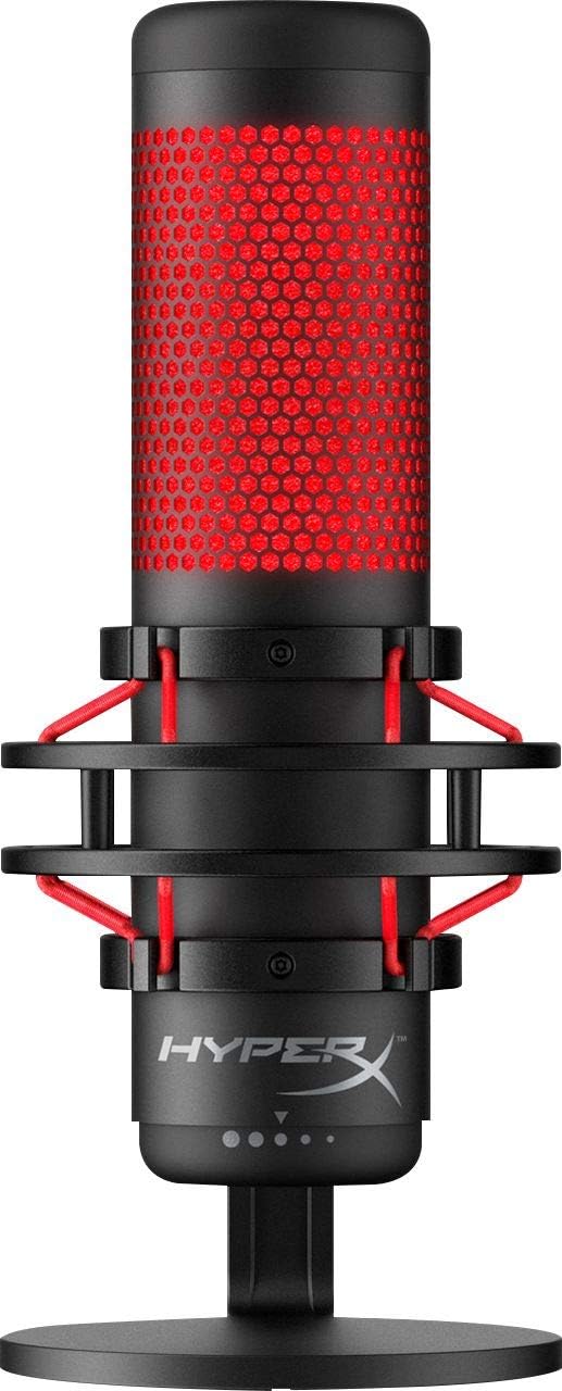 Newest HyperX - QuadCast USB Multi-Pattern Electret Condenser Microphone | 2020 Edition | for PS4, PC and Mac | Pop Filter | Anti-Vibration Shock Mount | | Red - Black | with KWALICABLE Bundle